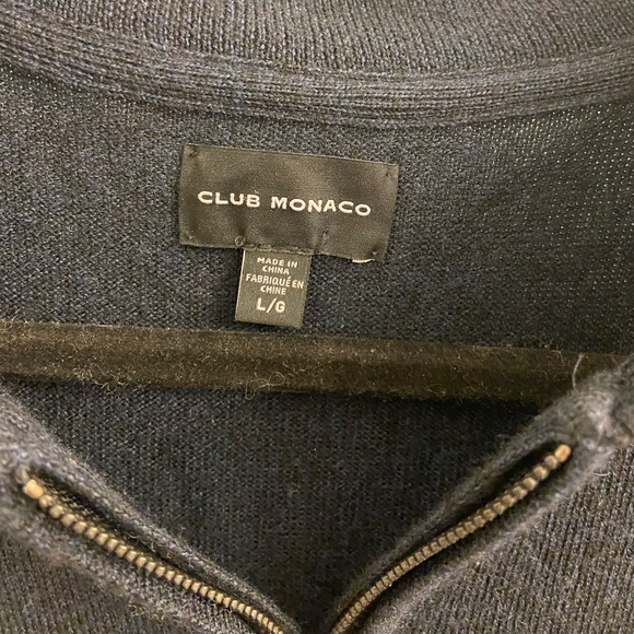 Club Monaco Merino Wool Quarter-Zip Sweater in Navy - Picture 3 of 5